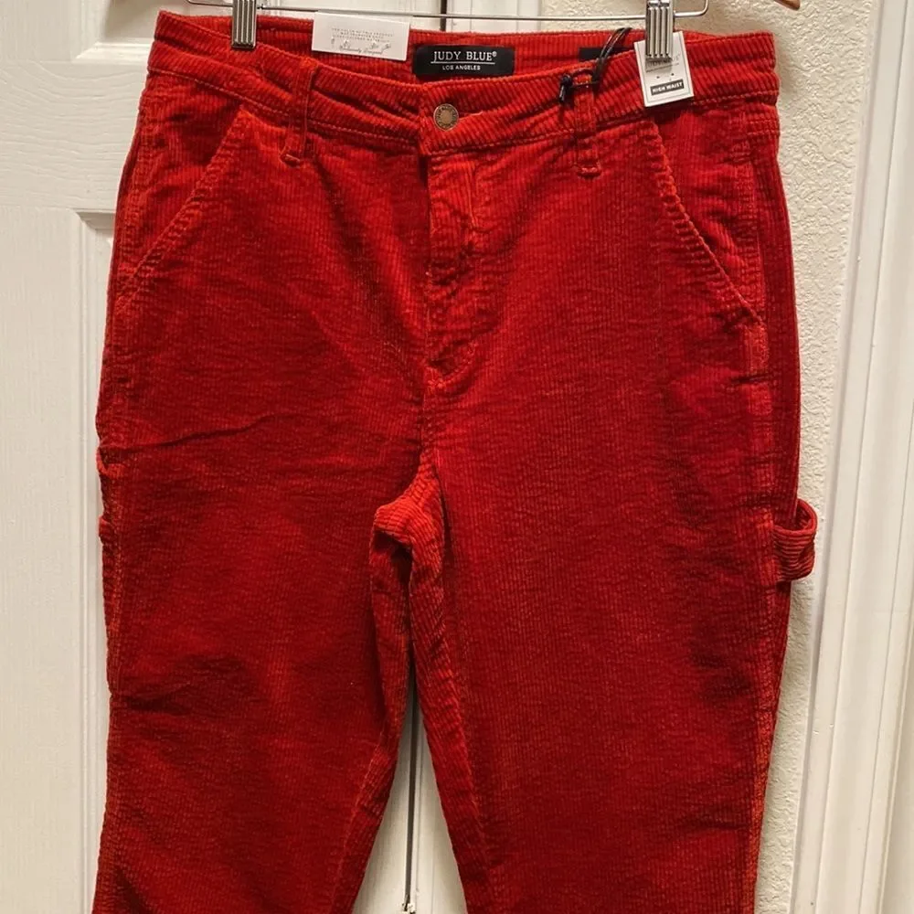 Judy Blue Slim Fit High Waist Rust Cotton Stretch Corduroy Jeans Size 31